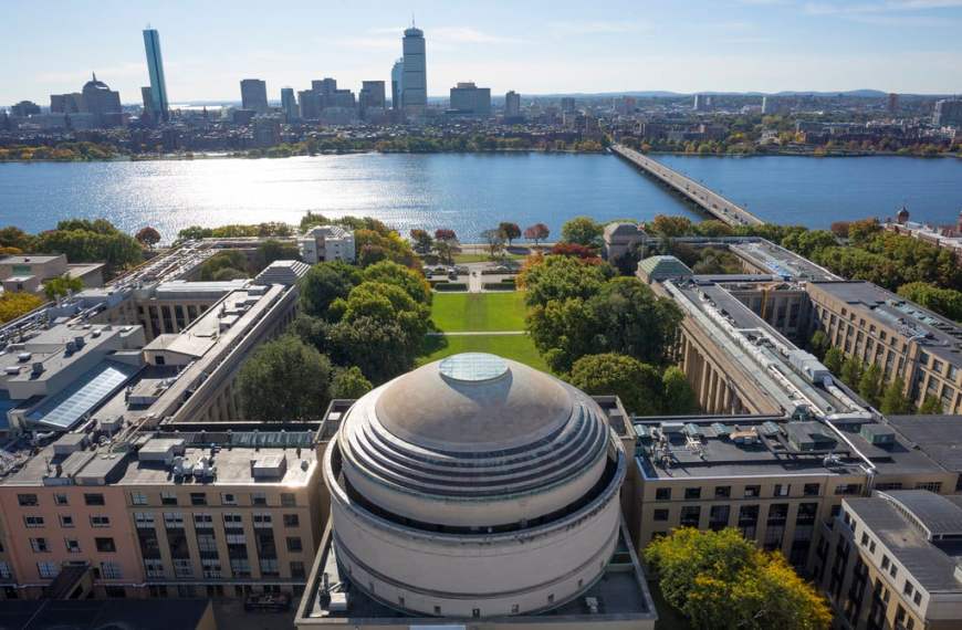 MIT campus view featuring the Great Dome and Killian Court, symbolic of the university’s prestige and PhD research excellence