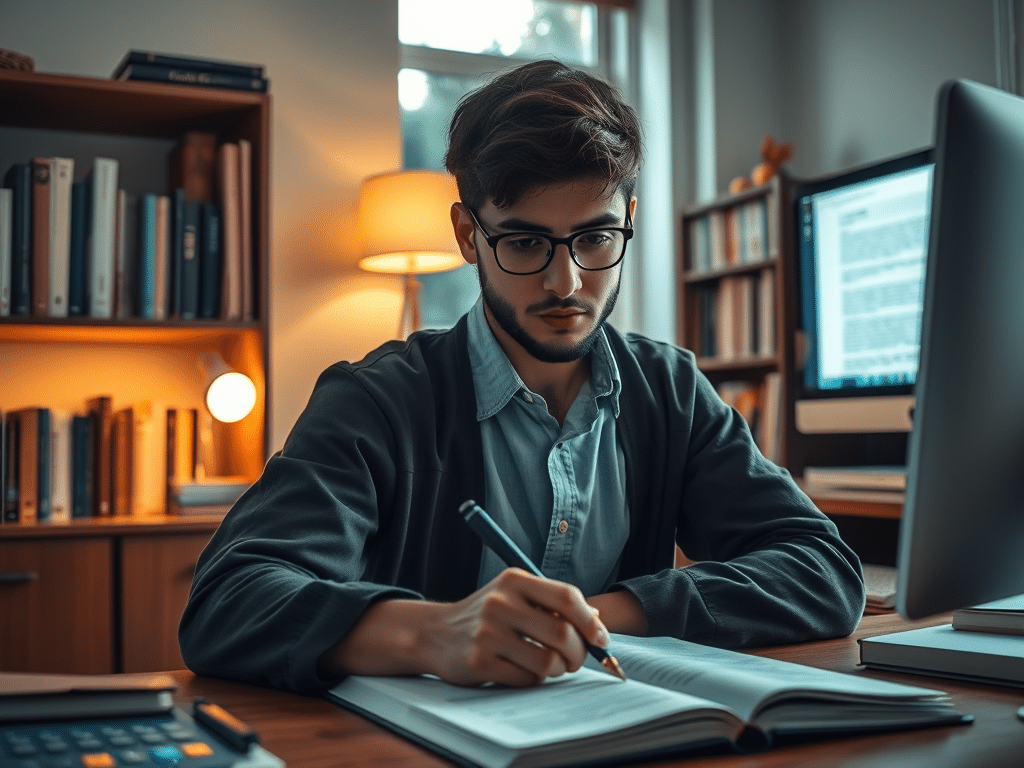 student writing a master's statement of purpose example on a laptop while preparing a graduate school application