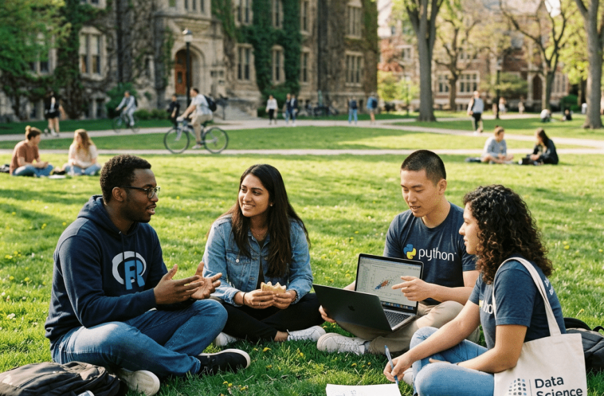Graduate students talking about UC Berkeley data science master’s acceptance rate and admissions requirements