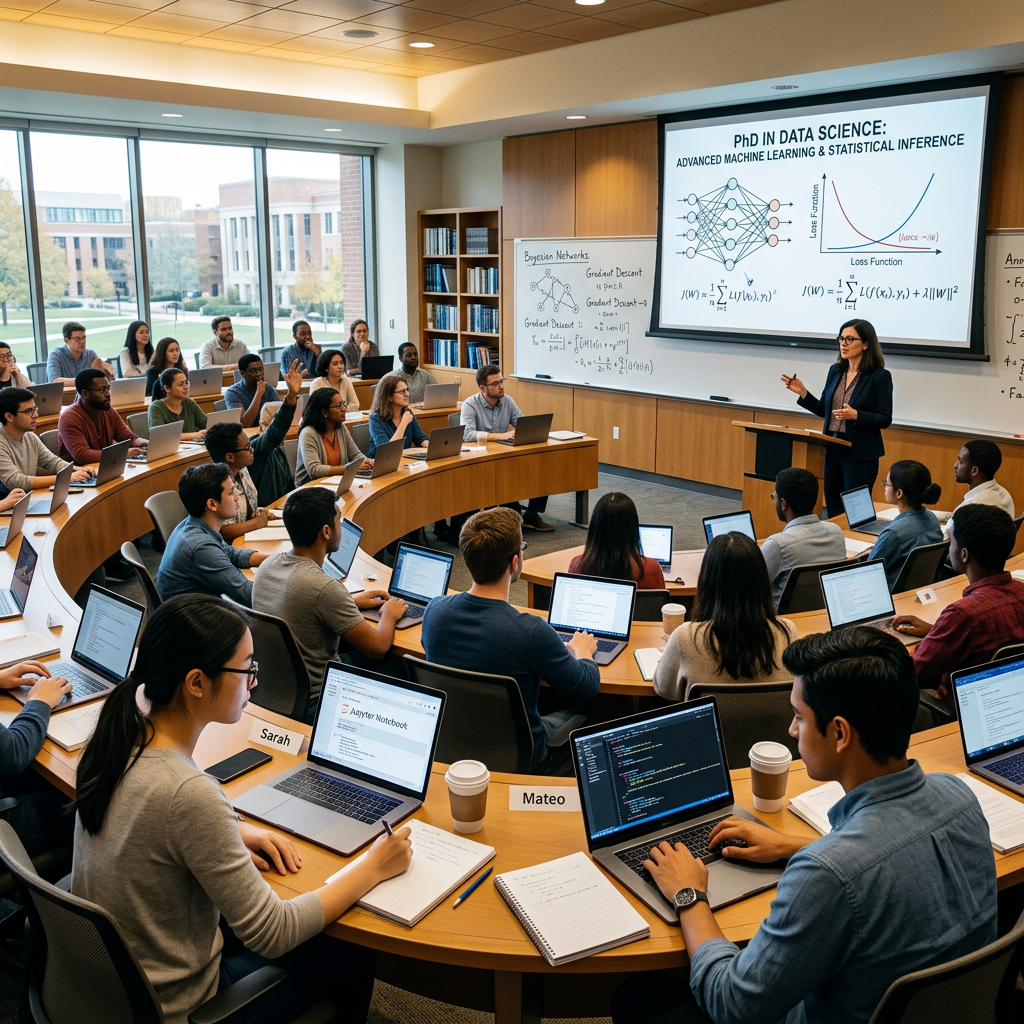 is a phd in data science worth it classroom with students working on research