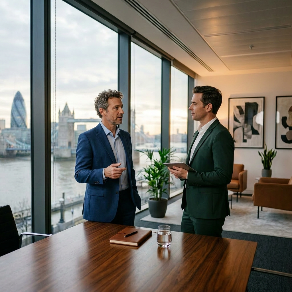 Two businesswomen talking in an office about Oxford EMBA Acceptance Rate
